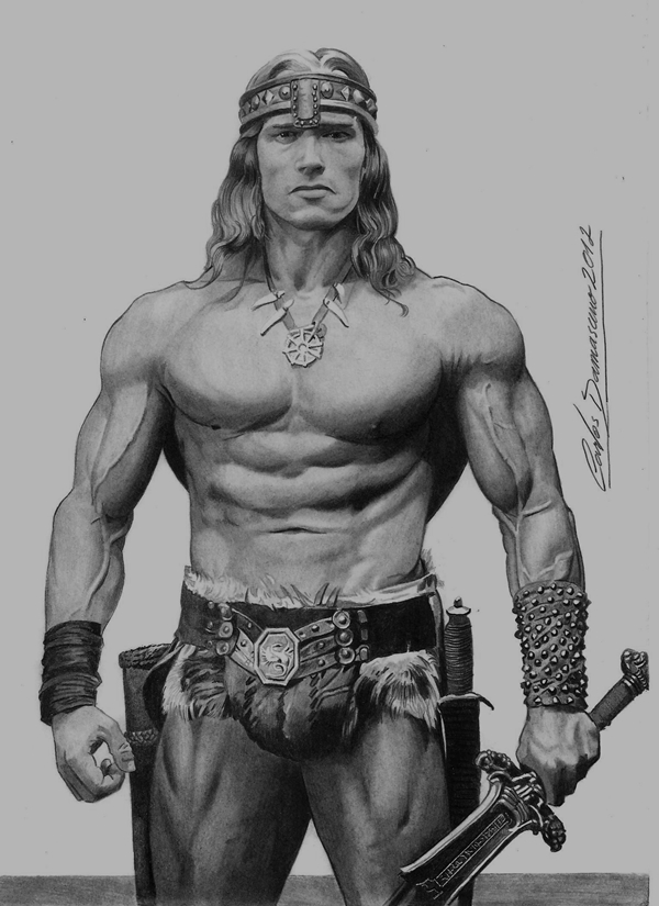 Curso de Desenho Realista de Carlos Damasceno - Arnold Schwarzenegger como Conan